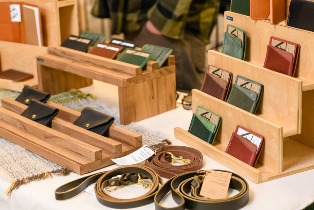 Handmade leather goods from Wilkinsburg-based Clark Morelia were popular items at the market.